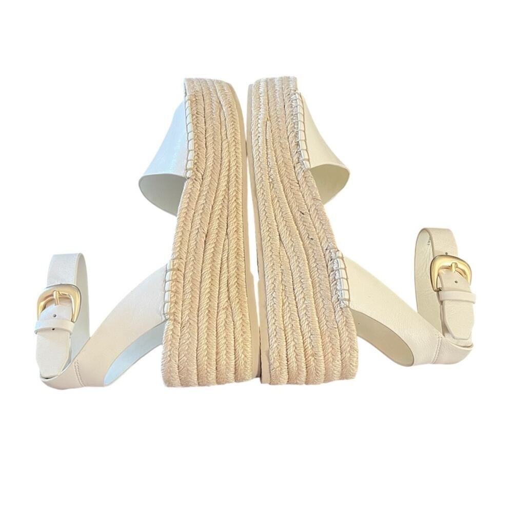 Vince Belisa Leather Wedge Espadrille Platform  Sandal In Milk NEW Size 9.5 - Picture 5 of 11